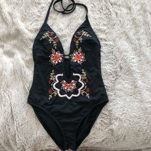 Kenneth Cole Embroidered One Piece Swimsuit